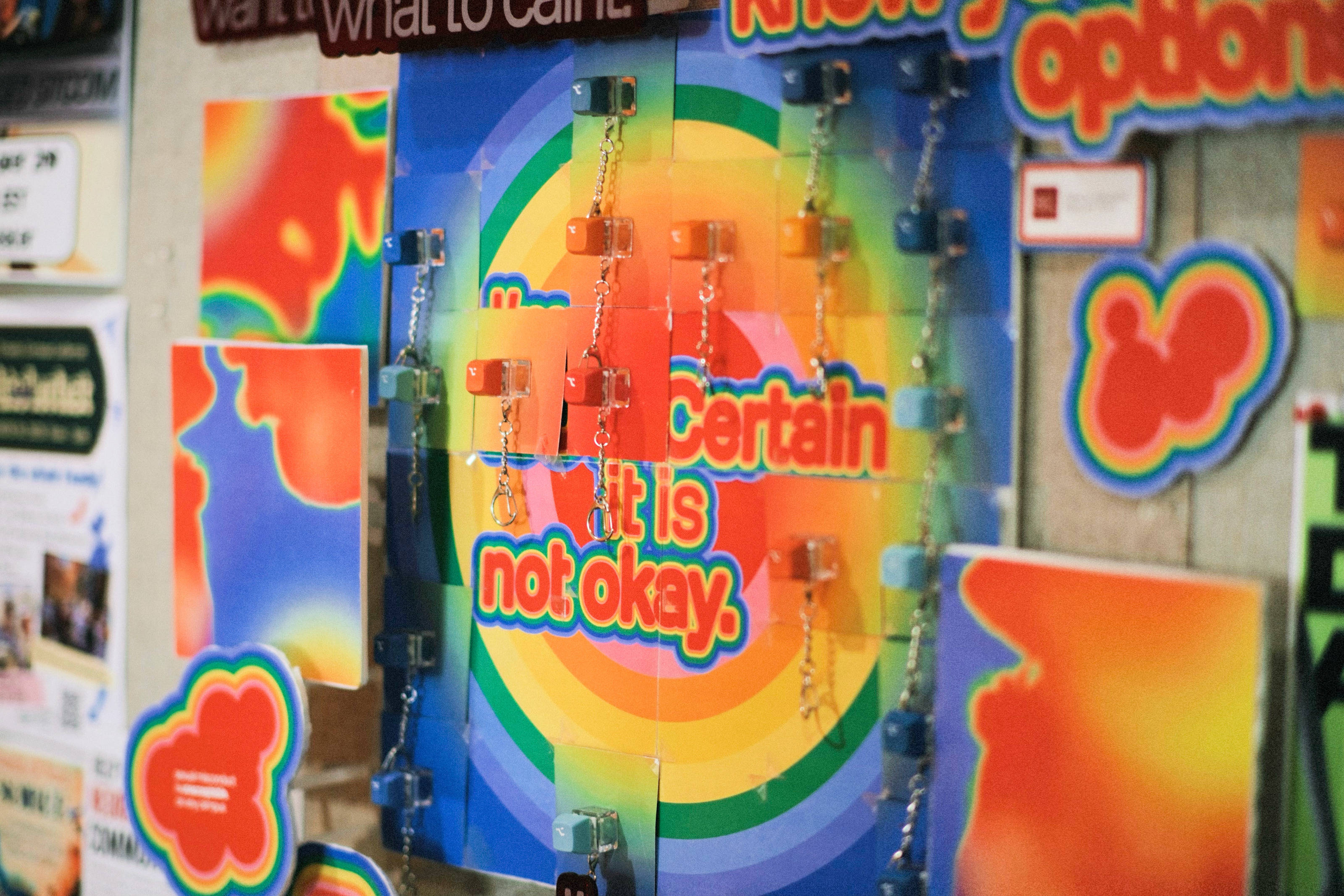 The wall at an angle: "I&rsquo;m 100% certain it is not okay." with Option keys on chains