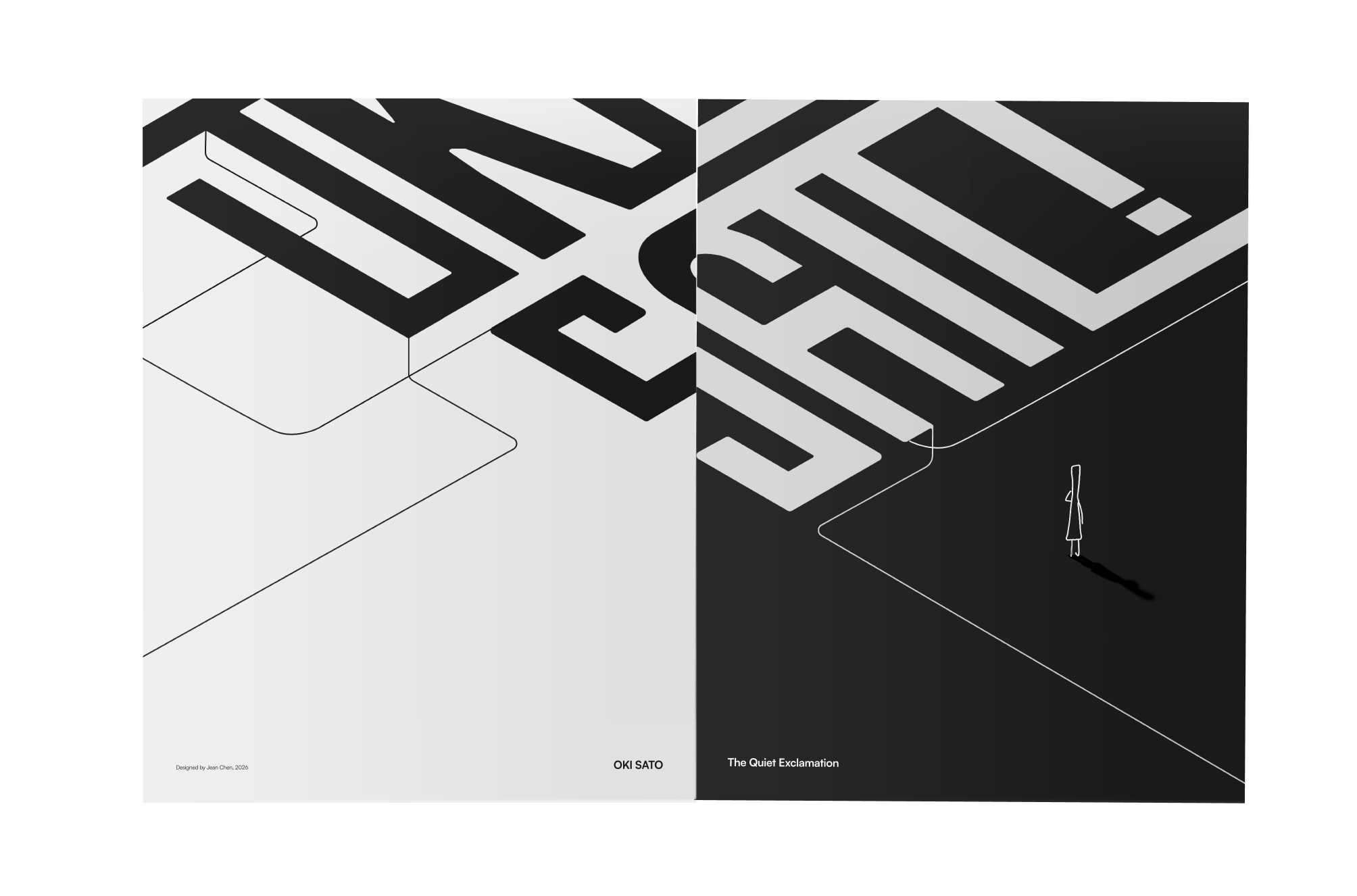 The booklet&rsquo;s front and back covers: OKI SATO and The Quiet Exclamation